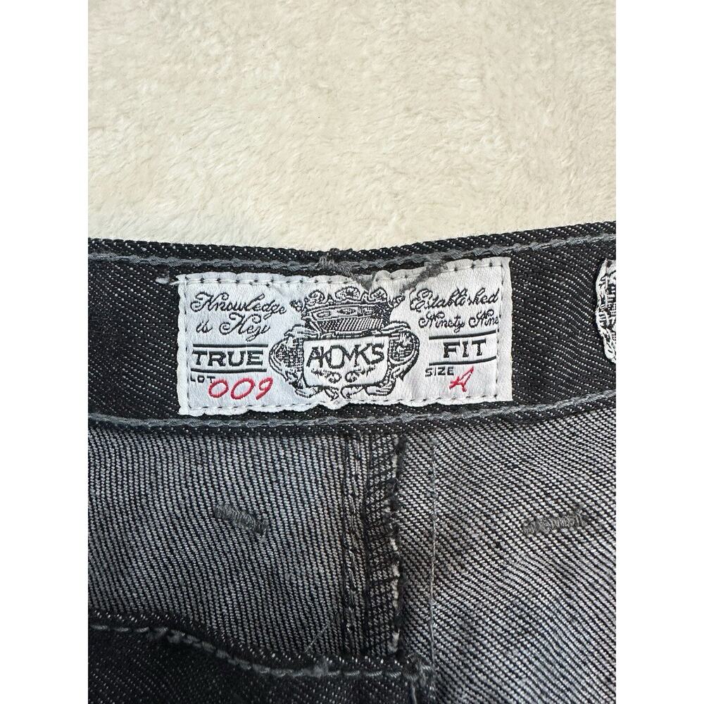 Men's Akademiks Jeans Size 40 Dark Wash Charcoal Embroidered Pockets Baggy - Picture 10 of 14